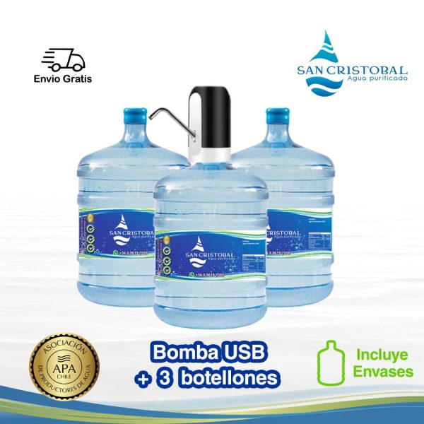 Dispensador USB + 3 Botellones