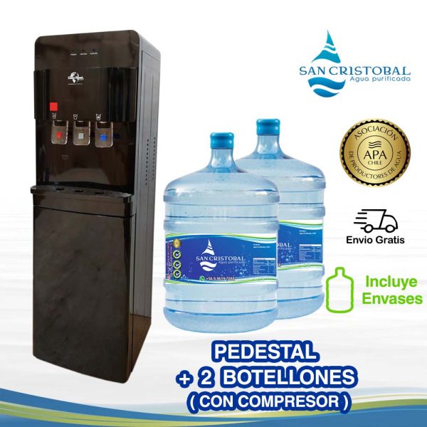 Dispensador negro + 2 Botellones